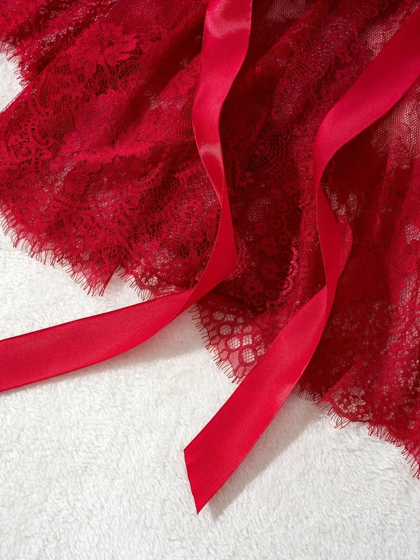 Red Lace Robe for Long Sleeve Nightgown